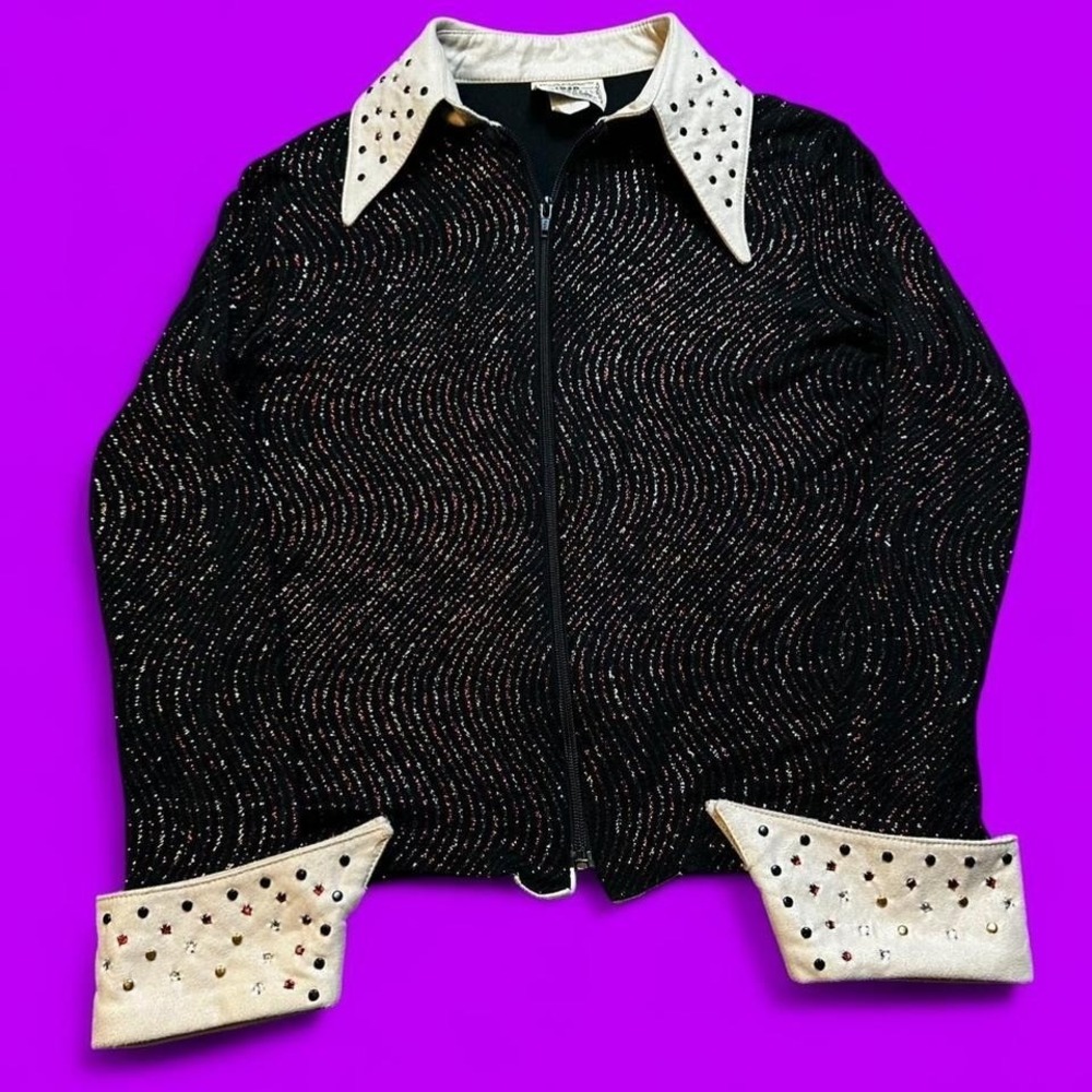 1849‎ Authentic Ranchwear Western Zip Shirt Rhinestone cowgirl Rodeo USA medium